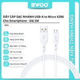  Dây cáp sạc Bwoo PD12W USB-A To Micro | Dây Silicone | Dài 1M - X286V 