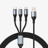  Dây cáp sạc nhanh Bwoo 3in1 3A | USB to Type-C x Lightning x Micro | Dây Dù | Dài 1M2 - X274 