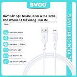  Dây cáp sạc nhanh Bwoo PD12W USB-A to Lightning | Dây Silicone | Dài 1M - X286L 