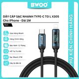  Dây cáp sạc nhanh Bwoo Type-C to Lightning | PD27W | Dài 1M | Bện Dù - X305CL 