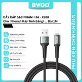  Dây cáp sạc nhanh Bwoo USB-A to Lightning | Dây Bện Dù | Dài 1M | Hỗ trợ sạc 3A - X288L 