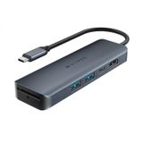  Cổng chuyển đổi HYPERDRIVE 6IN1 Type C ra 2 x USB A/ 2 x USB C/ HDMI/ SD cho Laptop/ Macbook 