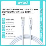  Dây cáp sạc nhanh Bwoo Type-C to Lightning | PD27W | Dài 1M | Dây Silicone - X283L 