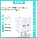  Củ sạc nhanh Bwoo 20W | Type-C - CDA169 