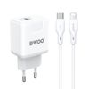  Combo Củ Cáp sạc nhanh Bwoo Type-C to L 20W | 1Type-C x 1USB-A | Dây Silicone | Dài 1M - CDA157CL 
