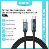  Dây cáp sạc nhanh Bwoo PD60W Type-C to C | Dây Dù | Dài 1M - X304 