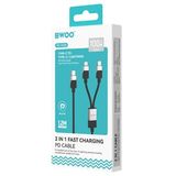  Dây cáp sạc nhanh Bwoo 2in1 PD100W/27W | Type-C to Type-C/ Lightning | Dây dù | Dài 1M - X306 