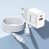  Combo Củ Cáp sạc nhanh Bwoo Type-C to L 20W | 1Type-C x 1USB-A | Dây Silicone | Dài 1M - CDA157CL 