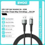  Dây cáp sạc nhanh Bwoo USB-A to Type-C | Dây Dù | Dài 1M | Hỗ trợ sạc 3A - X288C 