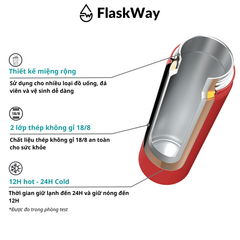 Bình giữ nhiệt FlaskWay màu đỏ Cherry Red 650ml (22oz)