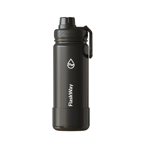 Bình giữ nhiệt FlaskWay màu đen Night Black 550ml (18oz) có đế lót silicone boot