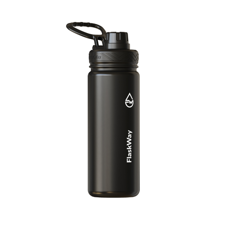 Bình giữ nhiệt FlaskWay màu đen Night Black 550ml (18oz) có đế lót silicone boot