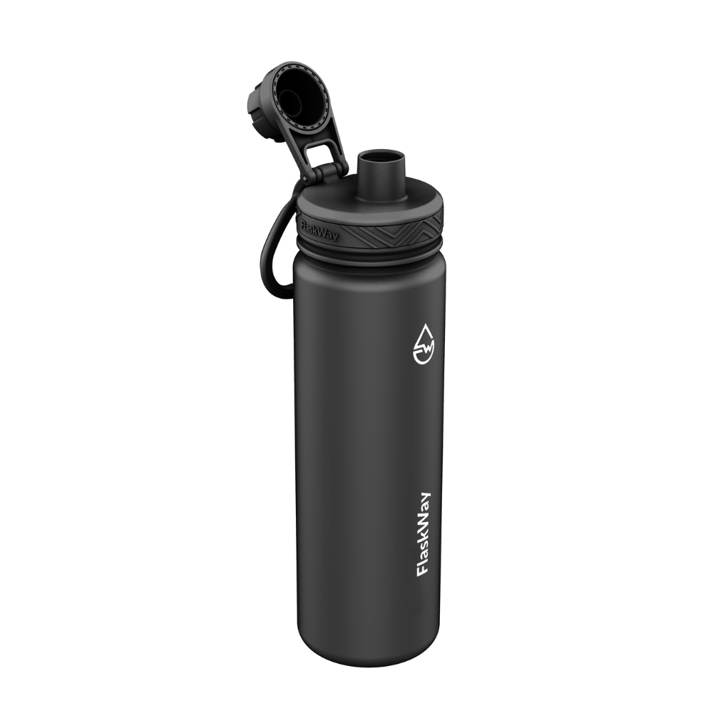 Bình giữ nhiệt FlaskWay màu đen Night Black 650ml (22oz) có đế lót silicone boot