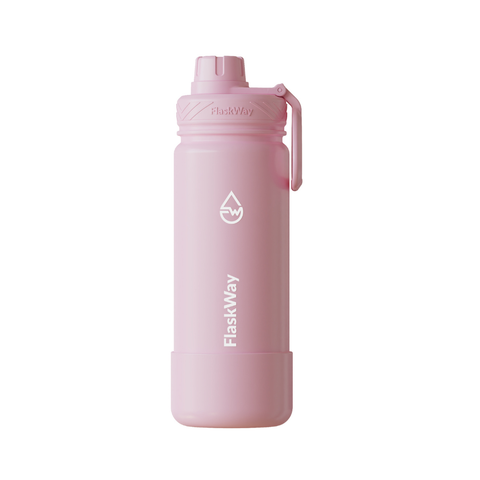 Bình giữ nhiệt FlaskWay hồng phấn Blush Pink 550ml (18oz) có đế lót silicone boot