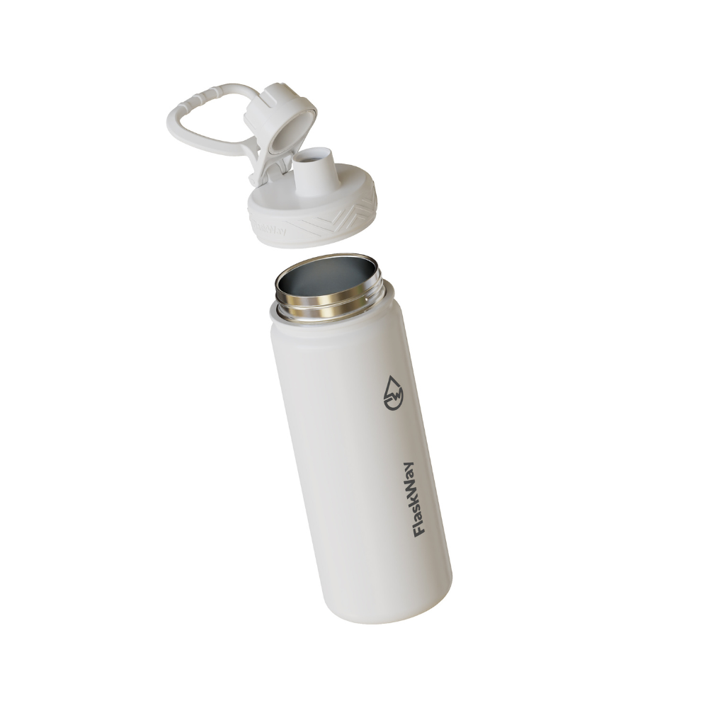 Bình giữ nhiệt FlaskWay màu trắng Pure White 550ml (18oz) có đế lót silicone boot