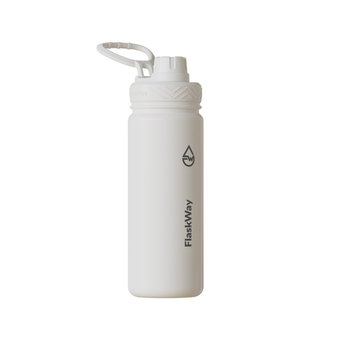 Bình giữ nhiệt FlaskWay màu trắng Pure White 550ml (18oz) có đế lót silicone boot