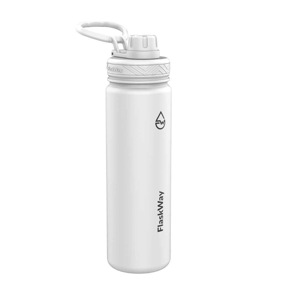 Bình giữ nhiệt FlaskWay màu trắng Pure White 650ml (22oz) có đế lót silicone boot