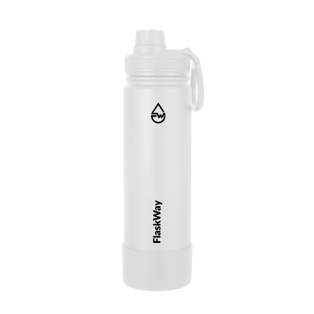 Bình giữ nhiệt FlaskWay màu trắng Pure White 650ml (22oz) có đế lót silicone boot