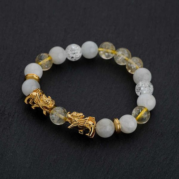 The Monarch - Pixiu Bracelet - Citrine - White Quartz - Moonstone - Hoseiki