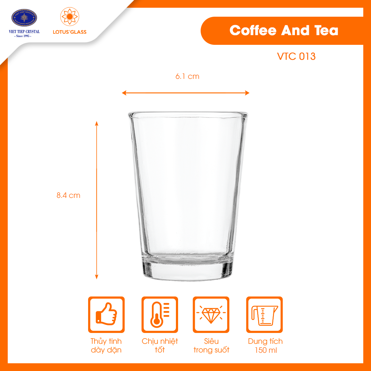  Bộ 12 cốc nước giải khát thủy tinh Lotus Glass VTC013 