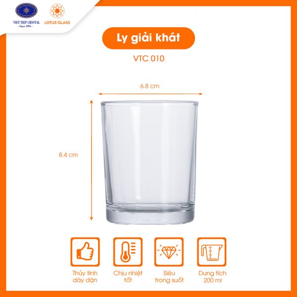 Ly trà - cà phê thủy tinh LOTUS GLASS VTC010 
