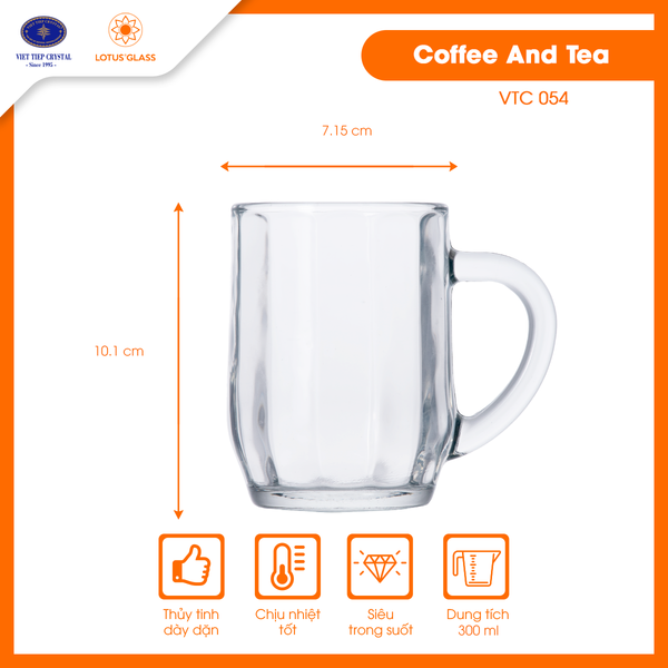  Bộ 6 cốc nước giải khát thủy tinh có quai Lotus Glass VTC254 