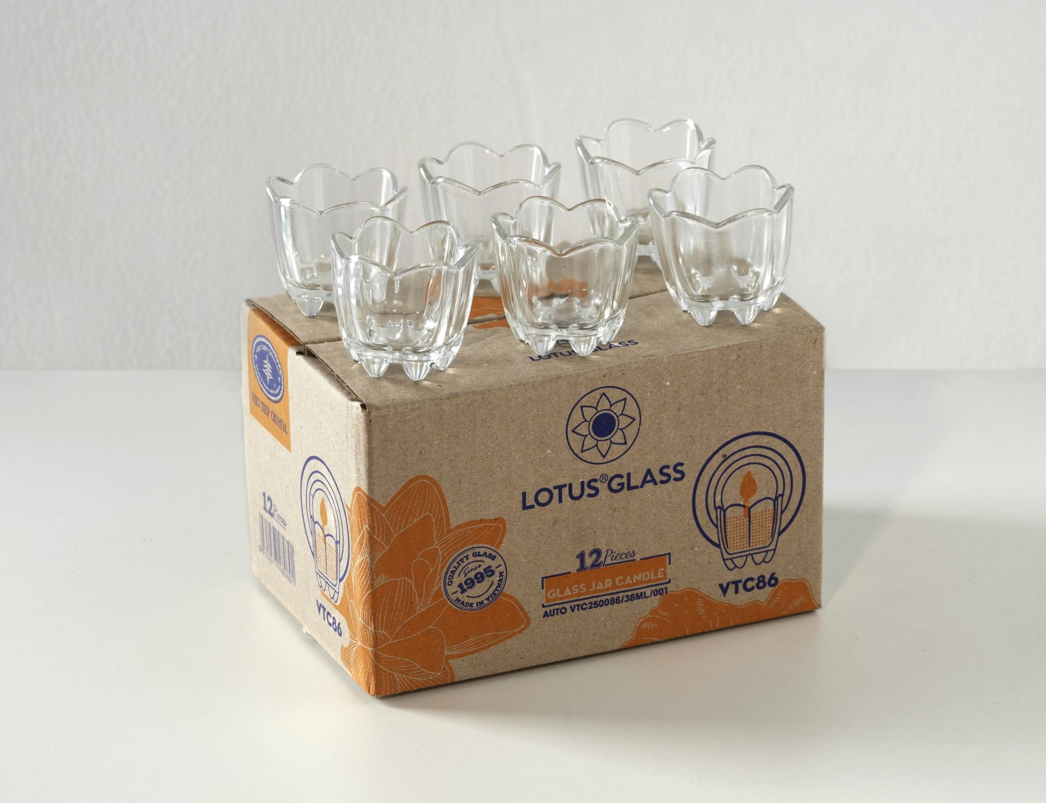  KM Cốc hoa đào 6 cánh (VTC 86) trơn QC 144 hộp carton - Cốc nến 