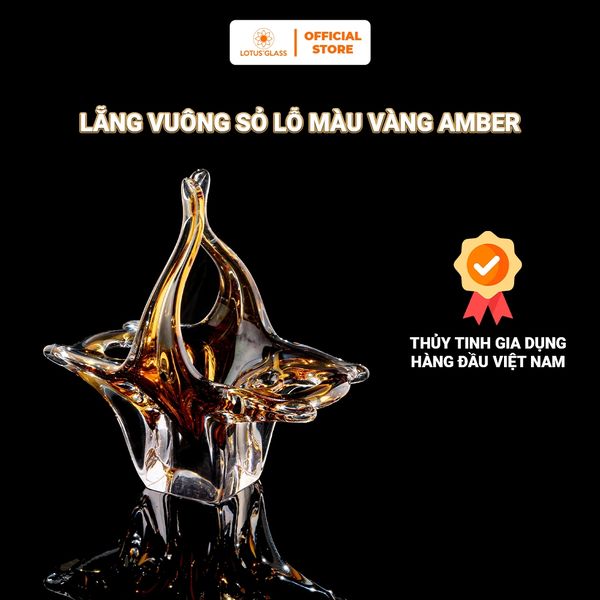  Lẵng Pha Lê Vuông Sỏ Lỗ Màu Vàng Amber 