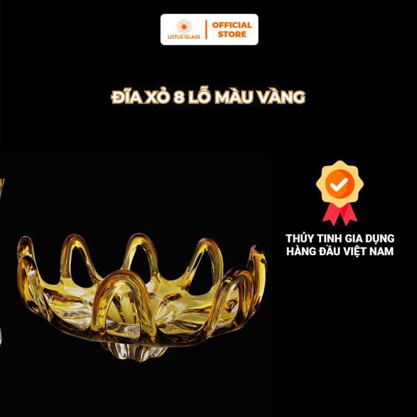  Đĩa pha lê xỏ 8 lỗ màu vàng 