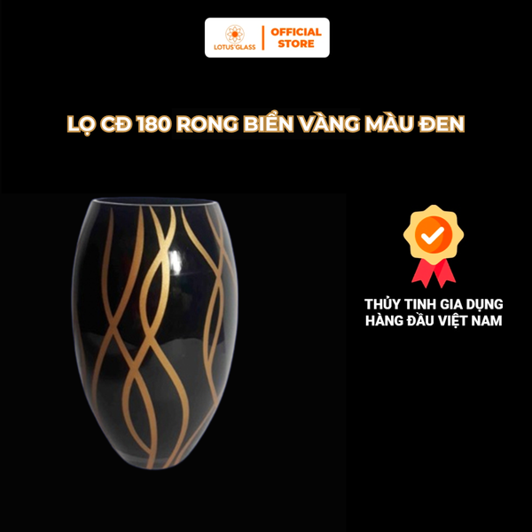  Lọ Hoa, Bình Hoa Pha Lê CĐ Rong Biển Vàng Màu Đen 