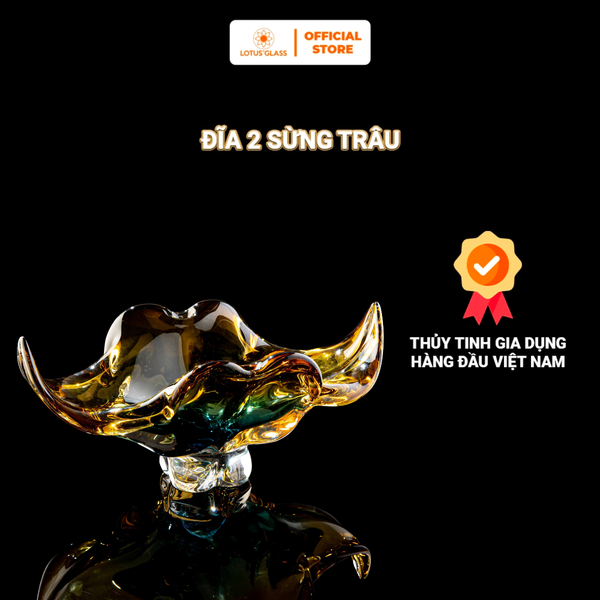  Đĩa pha lê 2 sừng trâu 