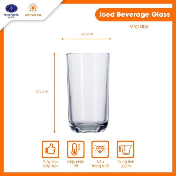  Bộ 6 cốc nước giải khát thủy tinh Lotus Glass VTC006 - Họa tiết ngẫu nhiên 