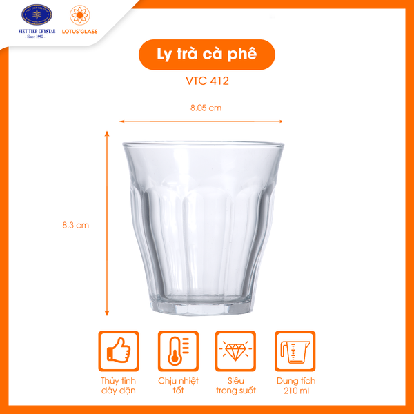  Bộ 6 cốc trà - cà phê thủy tinh Lotus Glass VTC412 