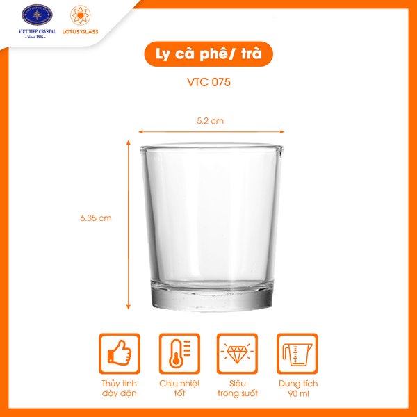  Bộ 12 cốc trà - cà phê thủy tinh Lotus Glass VTC075 