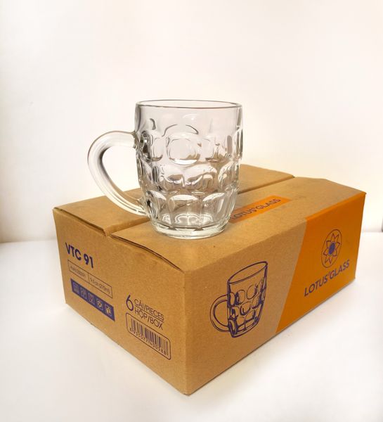  Bộ 6 cốc trà - cà phê thủy tinh có quai Lotus Glass VTC091 