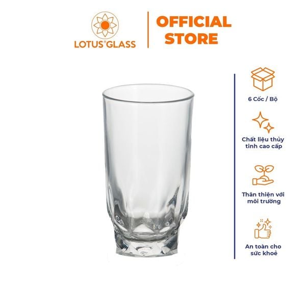  Bộ 6 cốc nước giải khát thủy tinh hoa văn kim cương Lotus Glass VTC001 