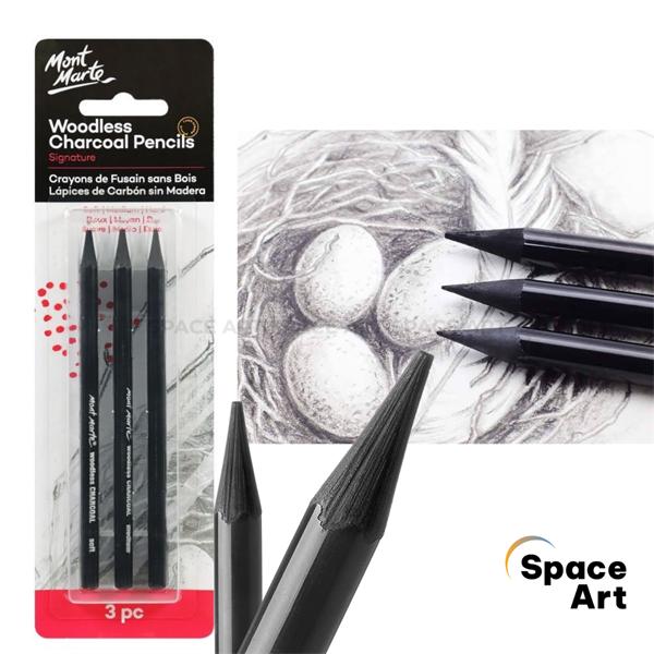 Mont Marte Signature Woodless Charcoal Pencils 3 pc