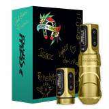  FK IRONS - FLUX MAX TATTOO MACHINE WITH 2 POWERBOLT HOPE VERSUS CANCER GOLD 