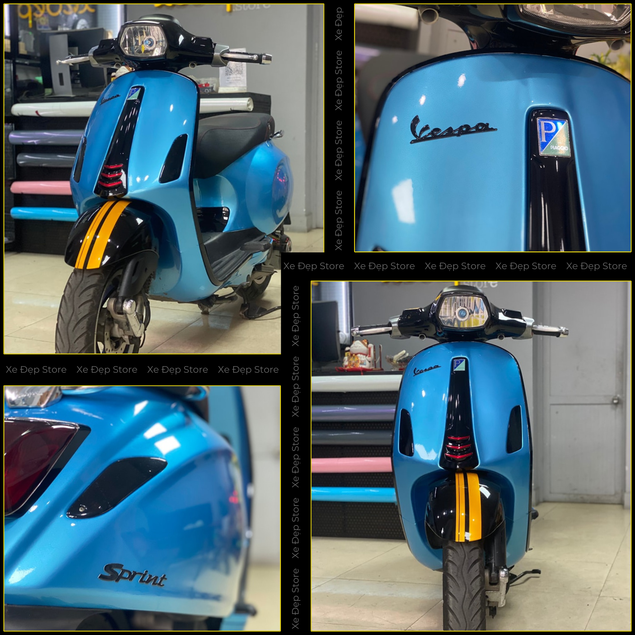  Vespa Sprint Dán Đổi Màu Xanh Dương 