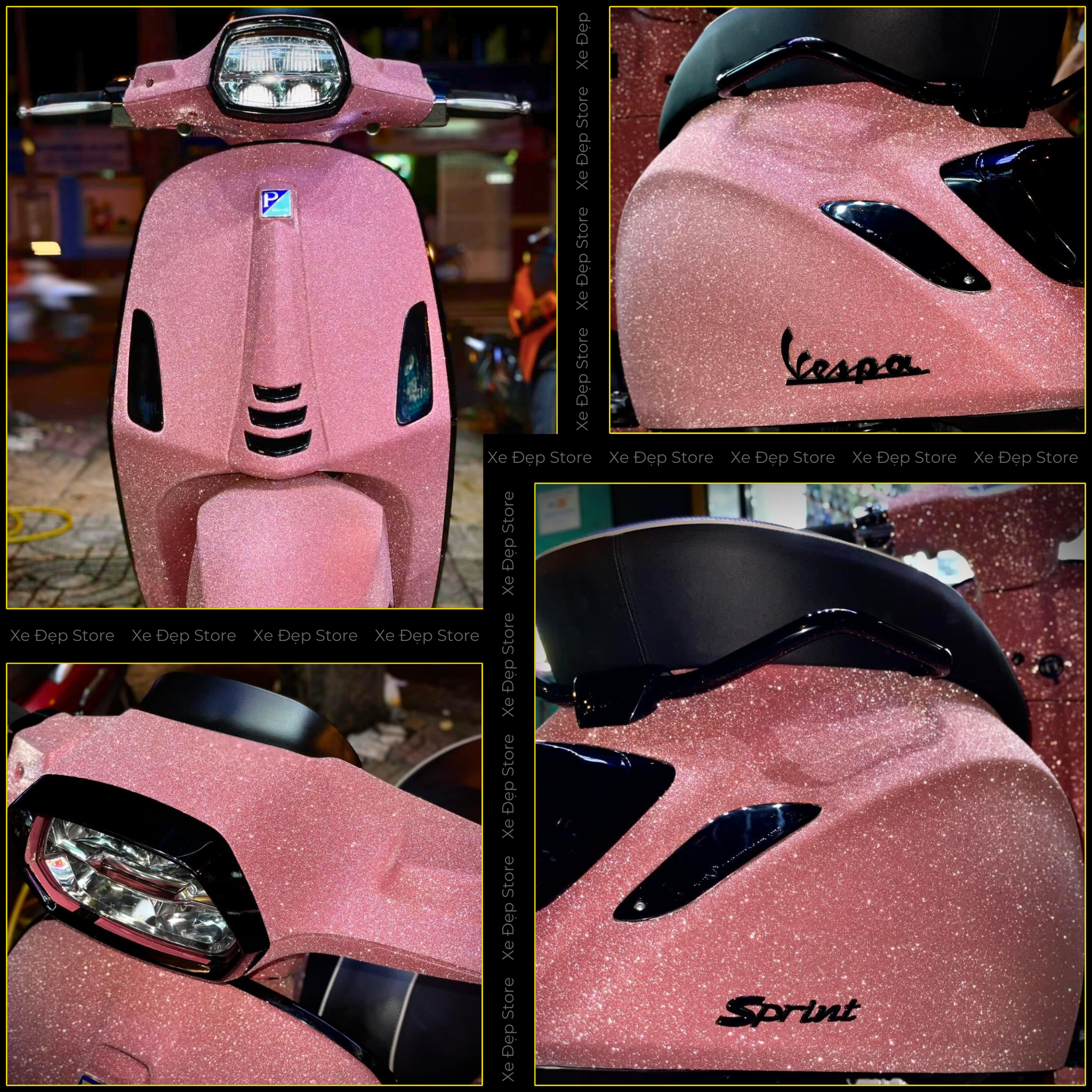  Vespa Sprint Dán Đổi Màu Kim Tuyến 