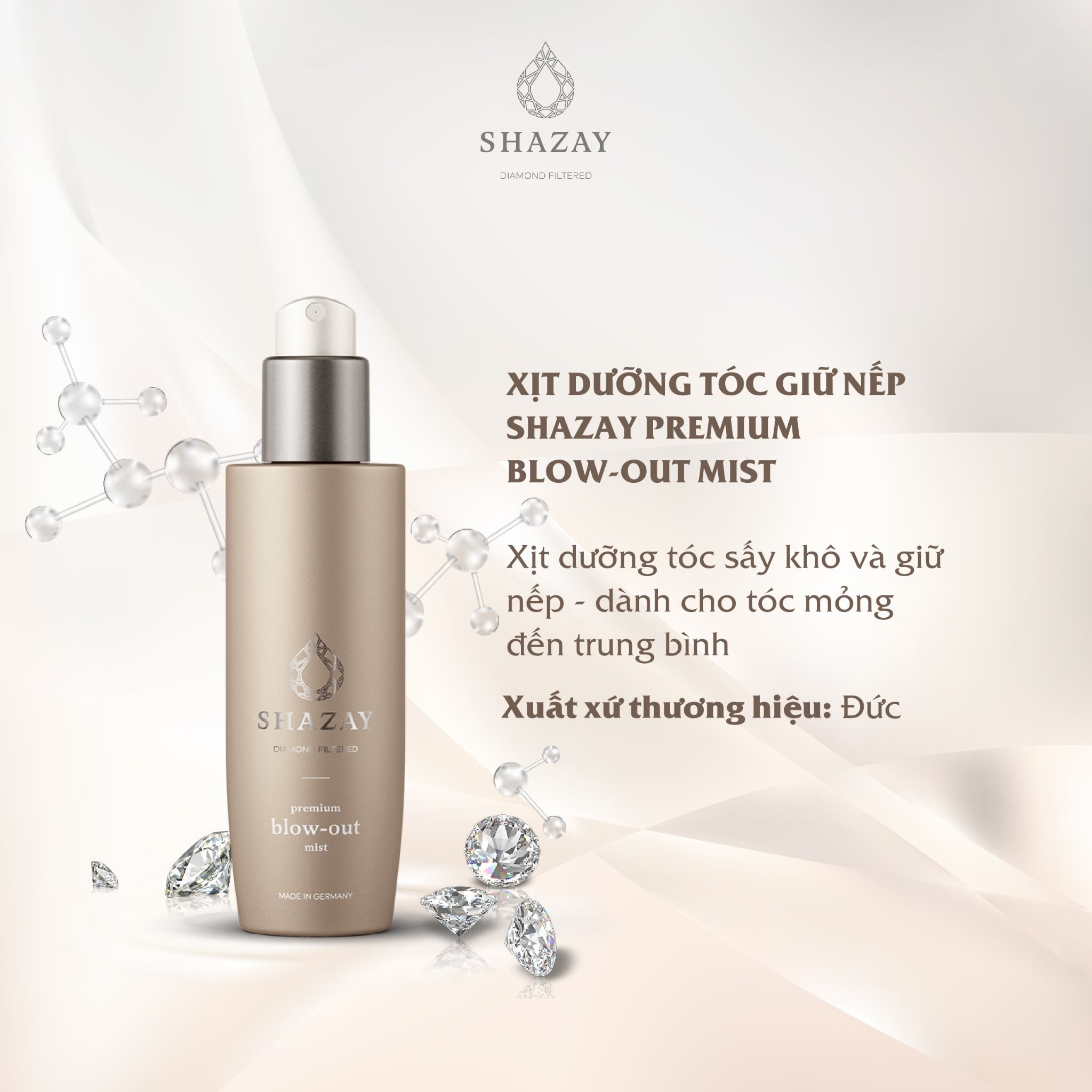  XỊT DƯỠNG TÓC GIỮ NẾP SHAZAY PREMIUM BLOW-OUT MIST 