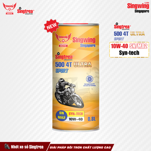 Nhớt xe máy Singtrea 500 4T Sport Ultra 10W40 Lon 0.8L