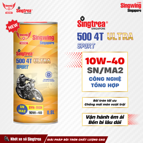 Nhớt xe máy Singtrea 500 4T Sport Ultra 10W40 Lon 0.8L