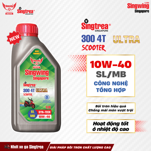 Nhớt xe máy Singtrea 300 4T Scooter Ultra 10W40 0.8L XÁM