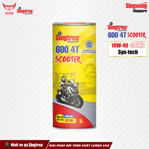 Nhớt xe máy Singtrea 600 4T Scooter 10W40 SP/MB Lon 1L