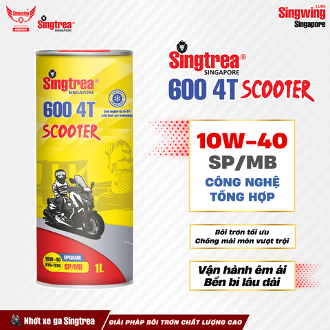 Nhớt xe máy Singtrea 600 4T Scooter 10W40 SP/MB Lon 1L