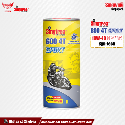 Nhớt xe máy Singtrea 600 4T Sport 10W40 SP/MA2 Lon 1L
