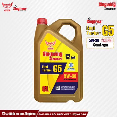 Nhớt xe oto SINGTREA ENGI TURBO+ G5 5W30 SN/CI4 SEMI-SYN 6L