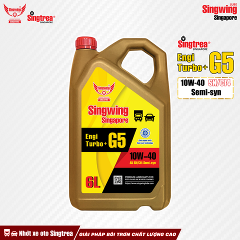 Nhớt xe oto SINGTREA ENGI TURBO+ G5 10W40 SN/CI4 SEMI-SYN 6L