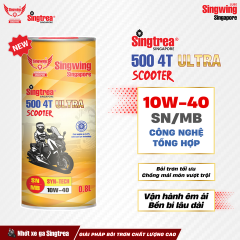 Nhớt xe máy Singtrea 500 Scooter 4T 10W40 Lon 0.8L